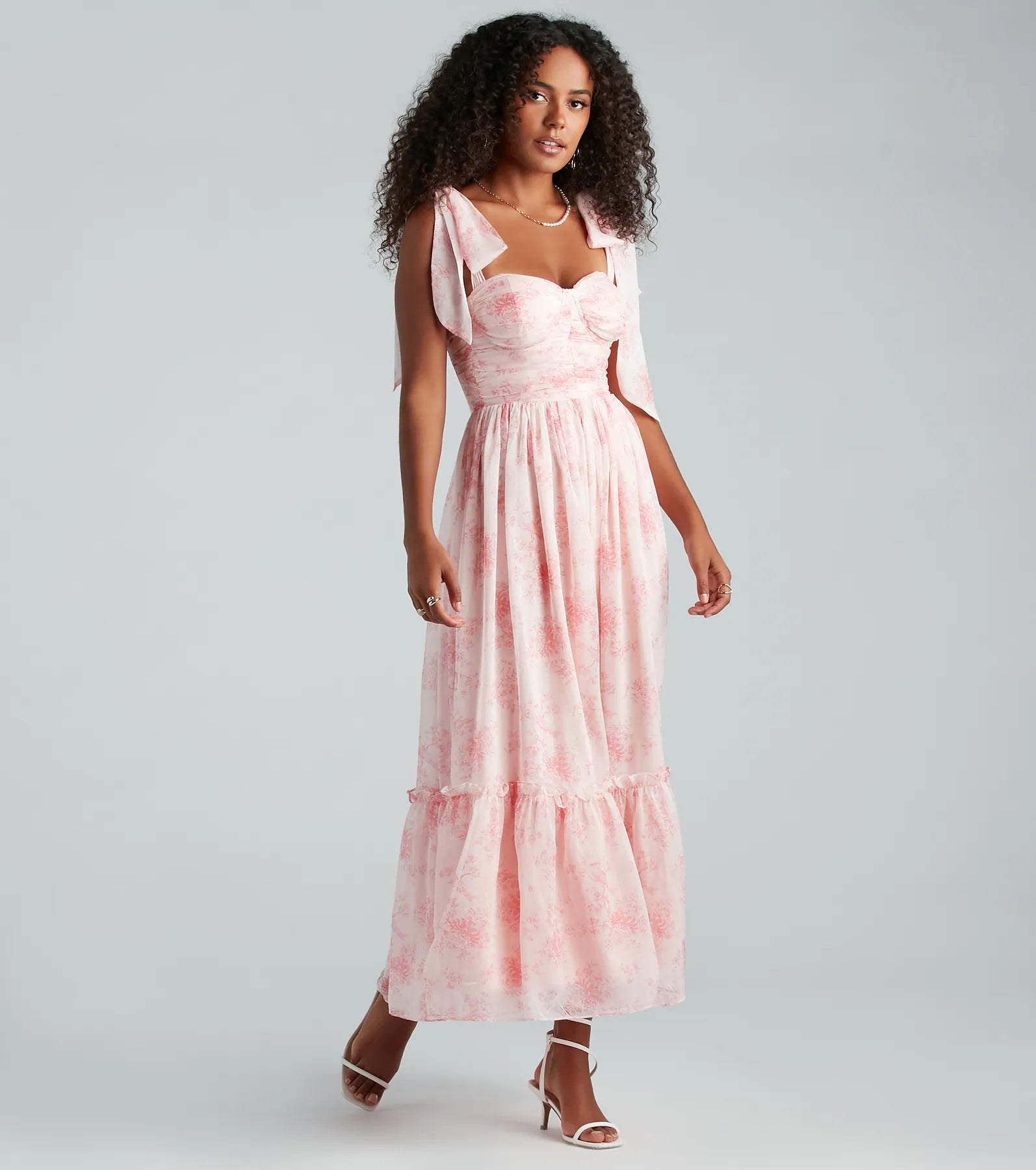 Weekend Mega Deals Peyton Formal Chiffon Floral A-Line Long Dress