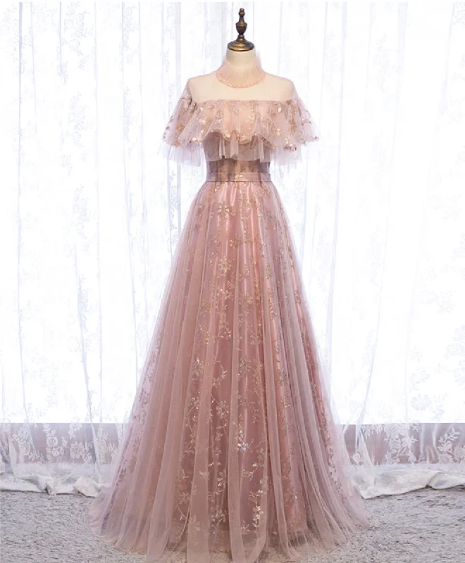 Deal of the Week Pink Tulle Lace Long Prom Dress Pink Tulle Formal Dress