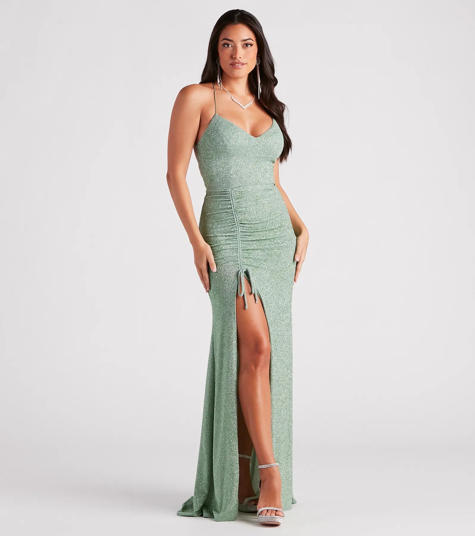 Big Bargain Bonanza Raina Glitter Knit High Slit Mermaid Dress