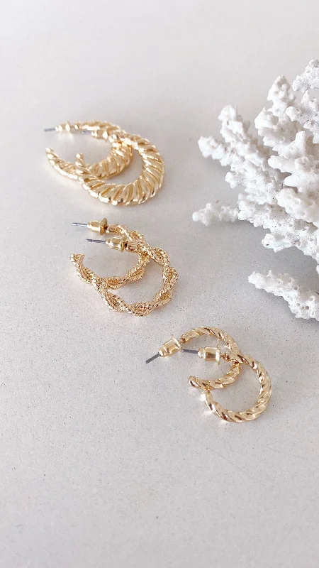 Hot Picks Reta Triple Pack Earrings - Gold