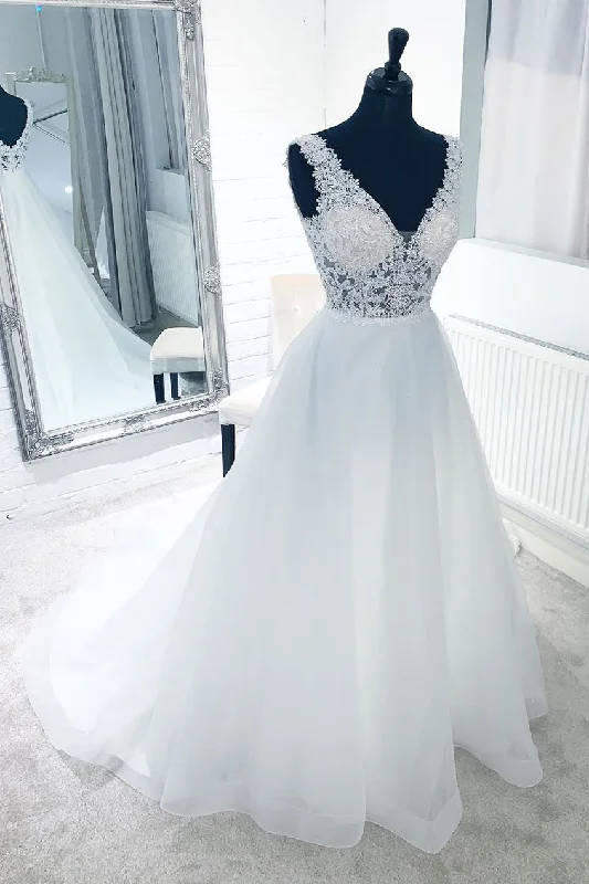 Weekend Shop Now See-Through Lace Top White Wedding Dress