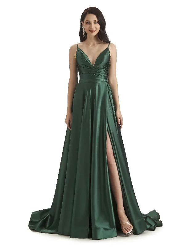 Today’s Special Discount Sexy Soft Satin Side Slit Spaghetti Straps Long Bridesmaid Dresses Online Today’s Special Discount Sexy Soft Satin Side Slit Spaghetti Straps Long Bridesmaid Dresses Online