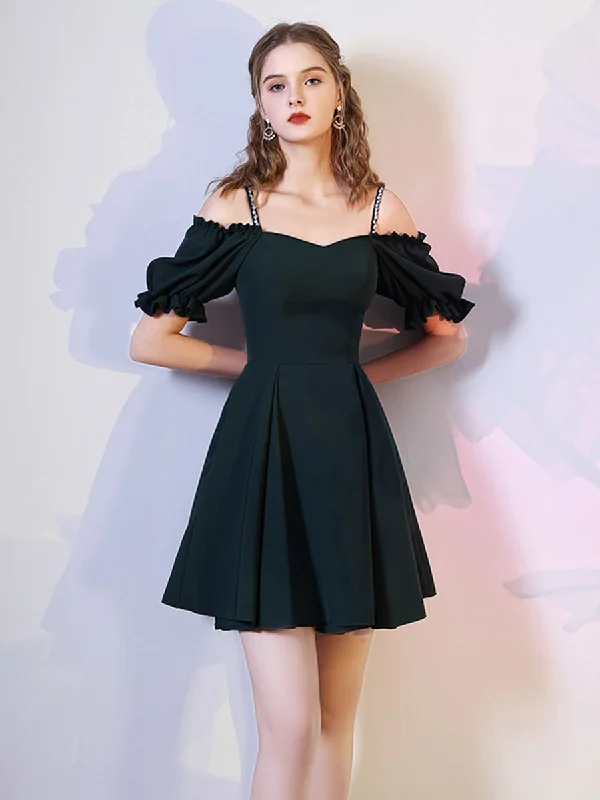 Limited Time Bargain Simple Dark Green Short Prom Dress, Green Homecoming Dress