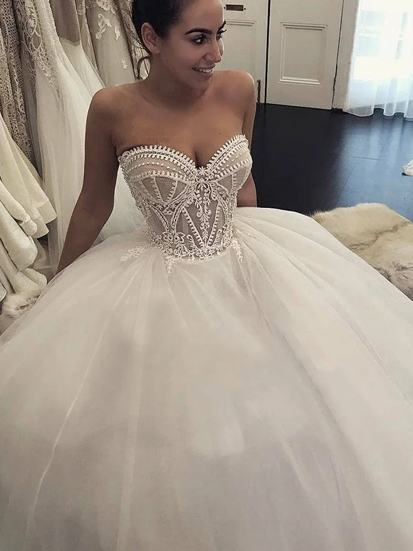 Weekend Super Savings Simple Wedding Dresses Romantic Appliques Sweetheart Long Train Ball Gown Bridal Gown JKW299 Weekend Super Savings Simple Wedding Dresses Romantic Appliques Sweetheart Long Train Ball Gown Bridal Gown JKW299