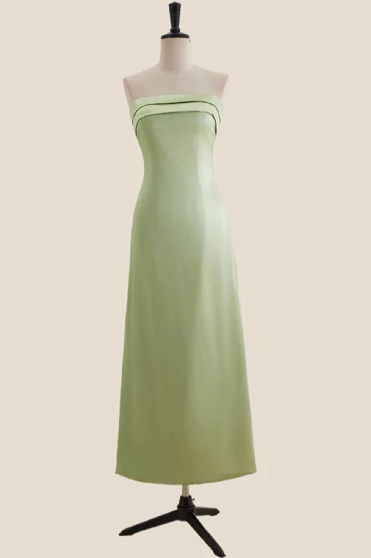 Weekend Super Sale Alert Strapless Sage Green A-line Long Party Dress