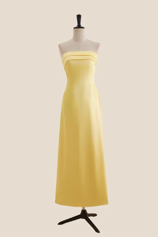 Weekend Deal Fever Strapless Yellow A-line Long Party Dress