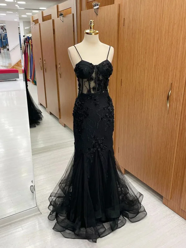 Clearance Event Sweetheart Neck Mermaid Black Lace Tulle Long Prom Dresses, Black Lace Mermaid Formal Evening Dresses Clearance Event Sweetheart Neck Mermaid Black Lace Tulle Long Prom Dresses, Black Lace Mermaid Formal Evening Dresses