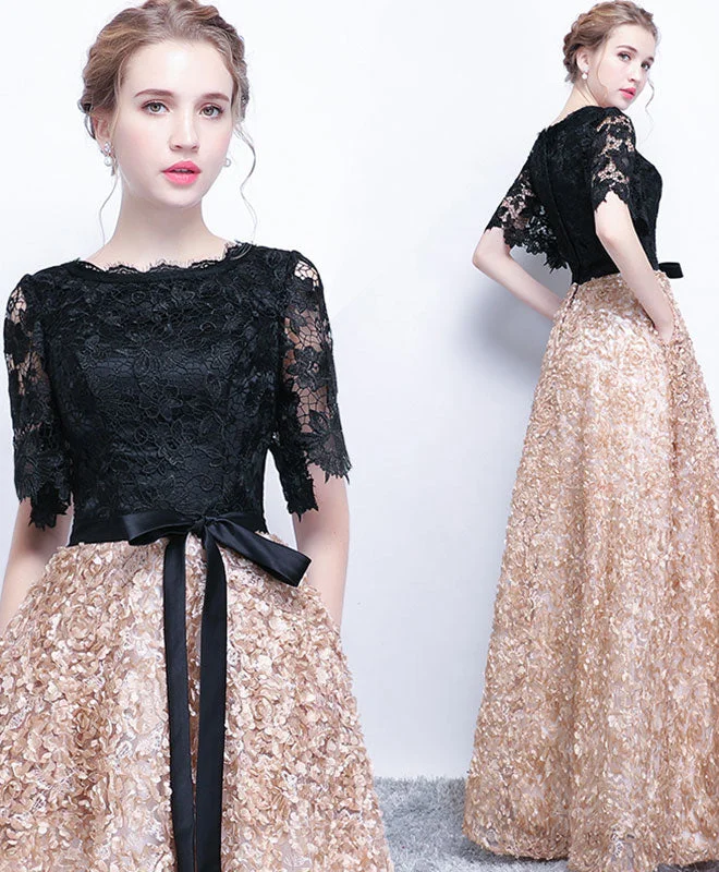 Special Shopping Event Unique Black Lace Long Prom Dress, Lace Evening Dress