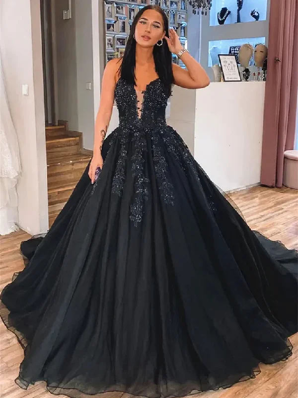 Exclusive Pricing V Neck Black Lace Long Prom Dresses, V Neck Black Long Lace Formal Evening Dresses Exclusive Pricing V Neck Black Lace Long Prom Dresses, V Neck Black Long Lace Formal Evening Dresses