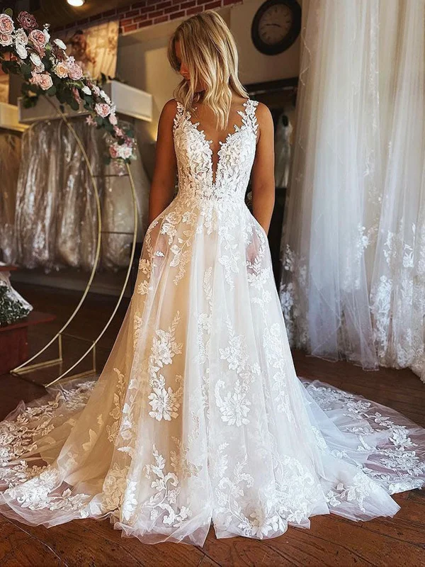 Weekend Steals V Neck Open Back Ivory Lace Long Prom Wedding Dresses with Train, Ivory Lace Formal Evening Dresses SP2242 Weekend Steals V Neck Open Back Ivory Lace Long Prom Wedding Dresses with Train, Ivory Lace Formal Evening Dresses SP2242
