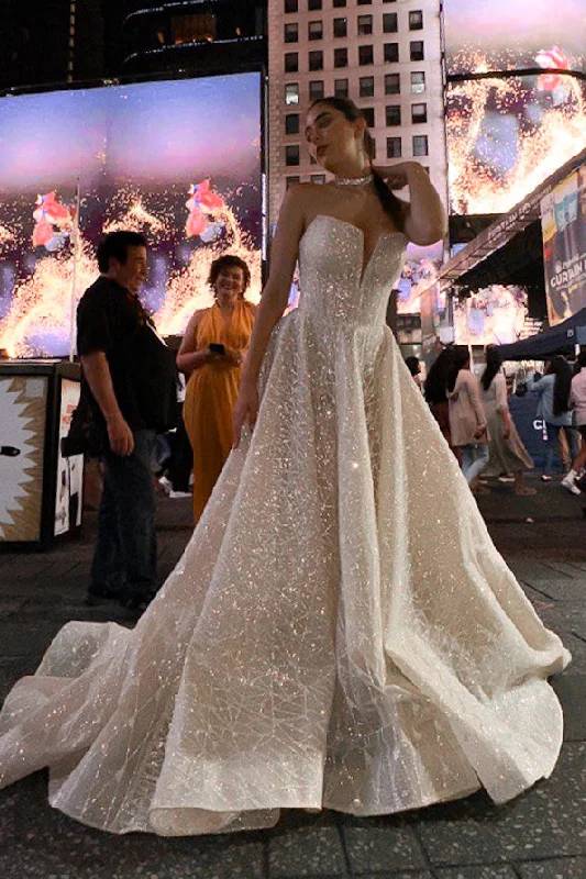 Limited Time Bargain Nude Sparkly Wedding Dress Waterfella