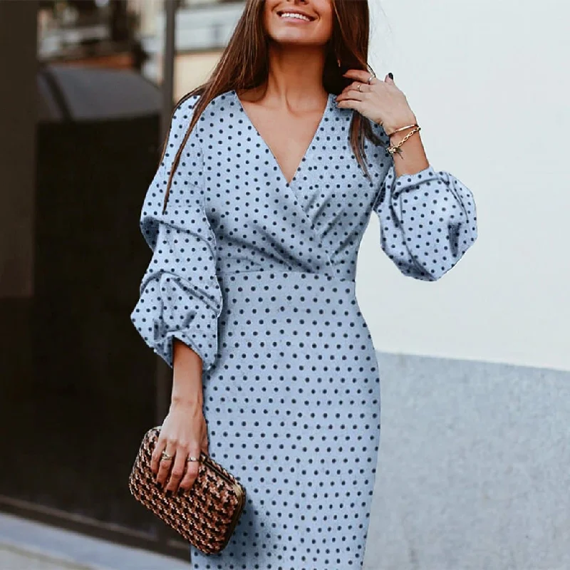 Hot Picks DressBetty - Women Vintage Dot Print Slim Party Dress