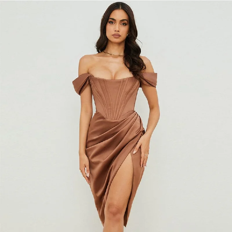 Weekend Shopping Madness High Quality Satin Bodycon Dress Women Party Dress New Arrivals White Midi Bodycon Dress Celebrity Evening Club Dress Weekend Shopping Madness High Quality Satin Bodycon Dress Women Party Dress New Arrivals White Midi Bodycon Dress Celebrity Evening Club Dress