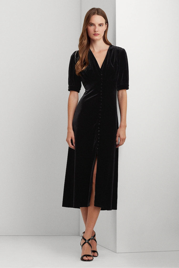 Massive Price Cuts Black Velvet Vinyam Party Dress