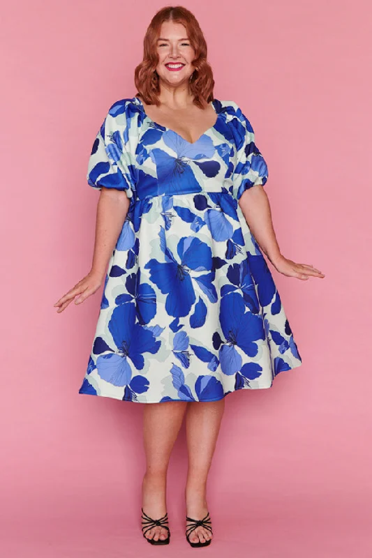 Big Sale Event Bosa Blue Hibiscus Party Dress