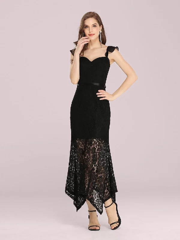 Shop & Save Elegant Casual Tea-Length Lace Bodycon Party Dress