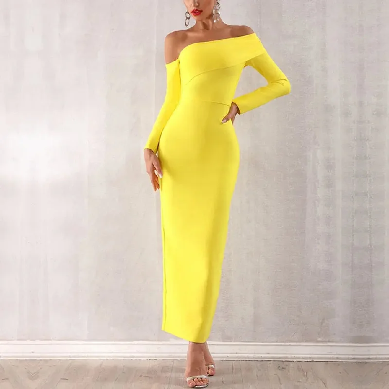 Instant Savings Elegant Slash Neck Evening Party Dress