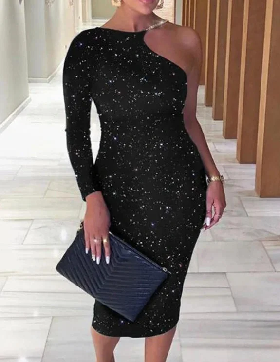Instant Discount Mid-Length Party Dress, Sequin Cocktail Dress