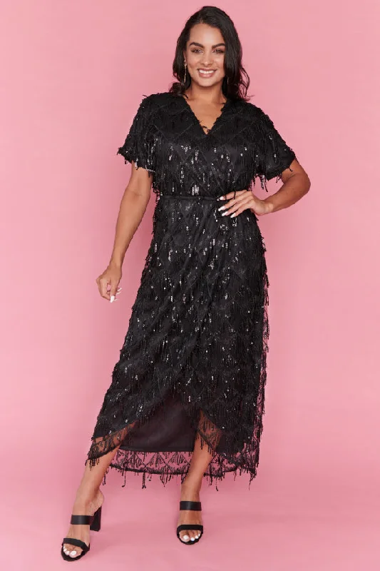 Crazy Price Cuts Glamour Black Sequins Party Dress