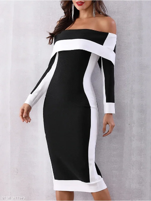 Shop Now, Save More Black and White Bodycon Party Dress