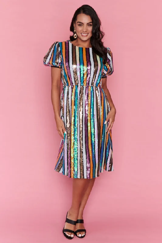 Massive Sale Event Rainbow Stripe Party Dress
