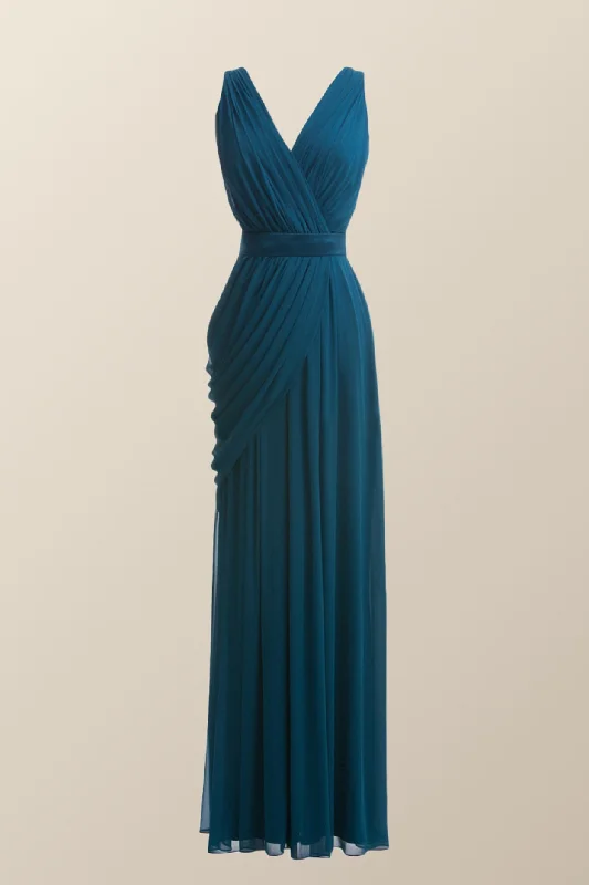 Weekend Hot Offers Turquoise Draped Flattering Long Party Dress