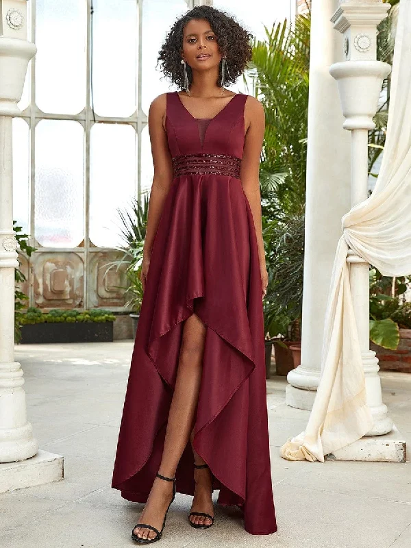 Today's Offer Women's V-Neck High Low Cocktail Party Dresses