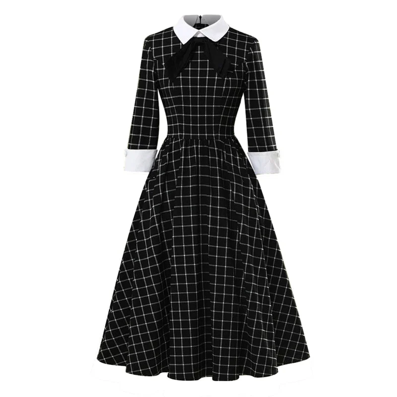 Weekend Steals BerriesJam - Autumn Plaid Vintage Cotton Midi Party Dress