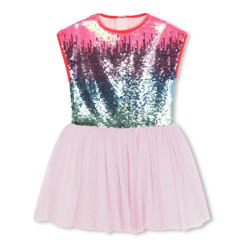 Seasonal Sale Pink Sleeveless Sequin Jersey Dress