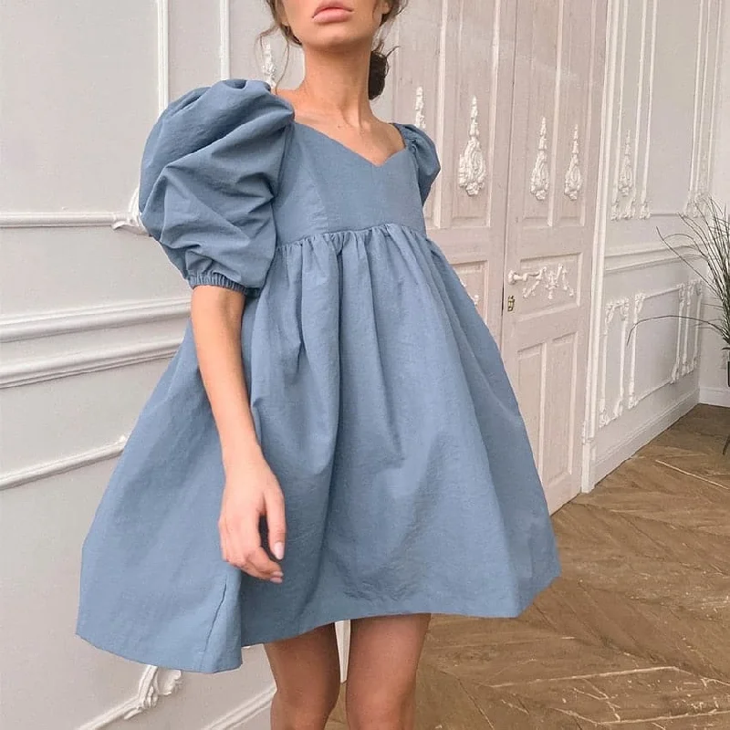 Weekend Steals and Deals Women Mini Dress Elegant Square Collar Puff Short Sleeve High Waist A-line Party Dress Casual Cute Solid Streetwear Summer Weekend Steals and Deals Women Mini Dress Elegant Square Collar Puff Short Sleeve High Waist A-line Party Dress Casual Cute Solid Streetwear Summer