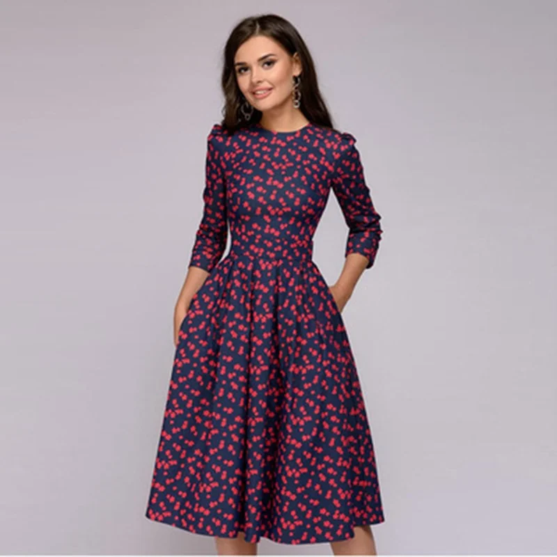 Weekend Bargain Bonanza BerriesJam - Dot Print Three Quarter Sleeve A-line Date Party Dress Weekend Bargain Bonanza BerriesJam - Dot Print Three Quarter Sleeve A-line Date Party Dress