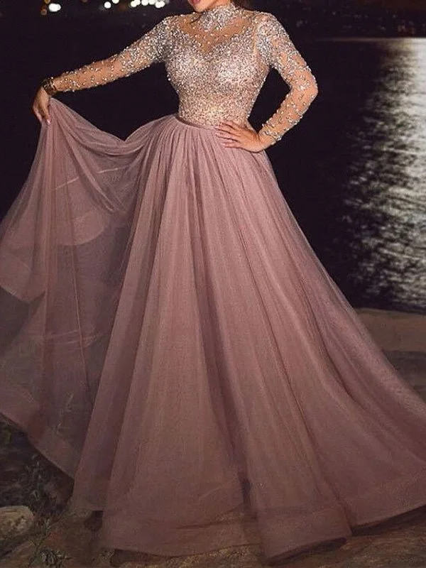Weekend Closeout Deals Dresses Shiny Mesh Long Sleeve Party Dress for Women