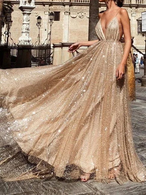 Extra Discount Dresses Shiny Mesh V-Neck Open Back Party Dress for Women