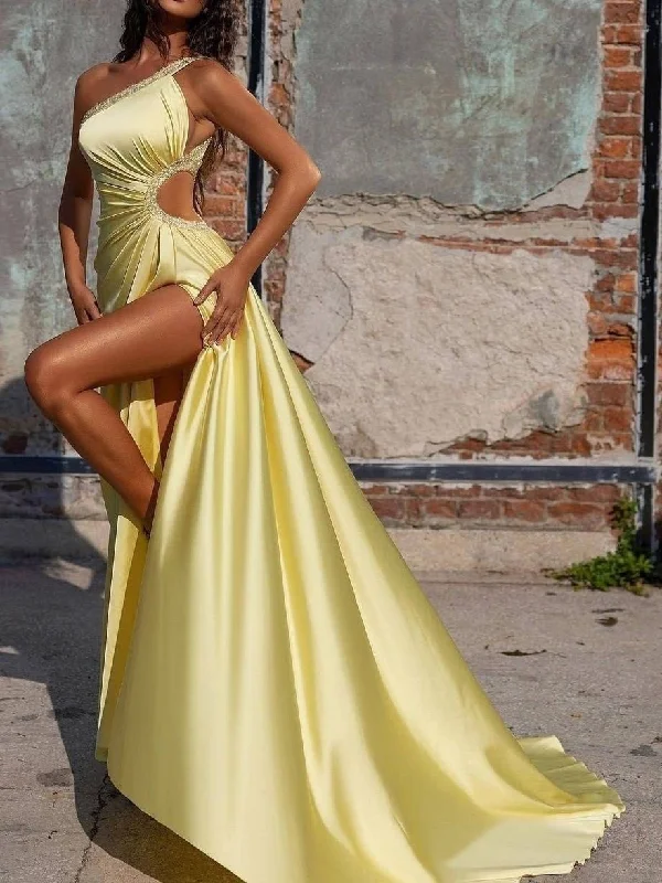 Instant Discount Dresses Shiny One-Shoulder Hollow Slim Party Dress for Women