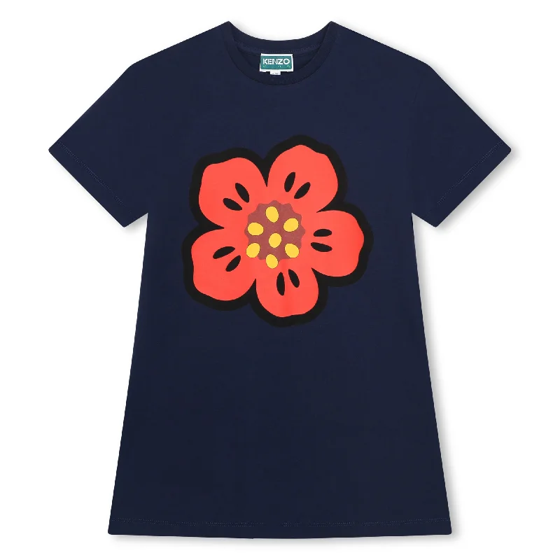 Weekend Only Steals Navy Blue Boke Flower T-Shirt Dress