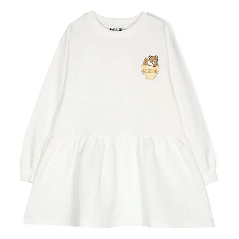 Limited-Time Discount White Heart Bear Print Dress