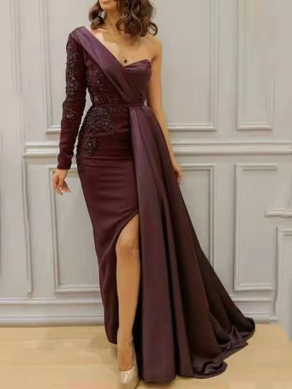Weekend Clearance Frenzy One-Shoulder Irregular Slit Party Dress