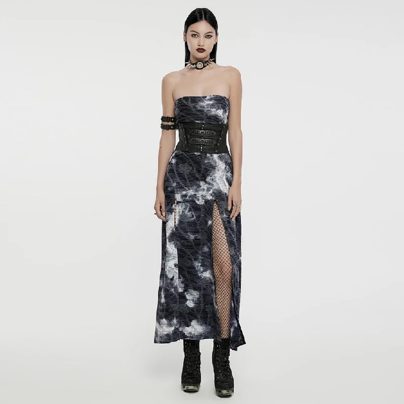 Limited-Time Bargains Women's Gothic Tie-dyed Ripped Split Party Dress