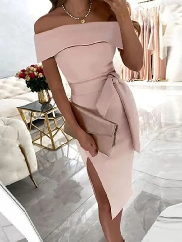 Weekend Exclusive Discounts Elegant Off-Shoulder Midi Party Dress for Women