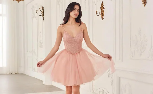 Elegant Pink Lace Mini Dress – Perfect for Special Occasions